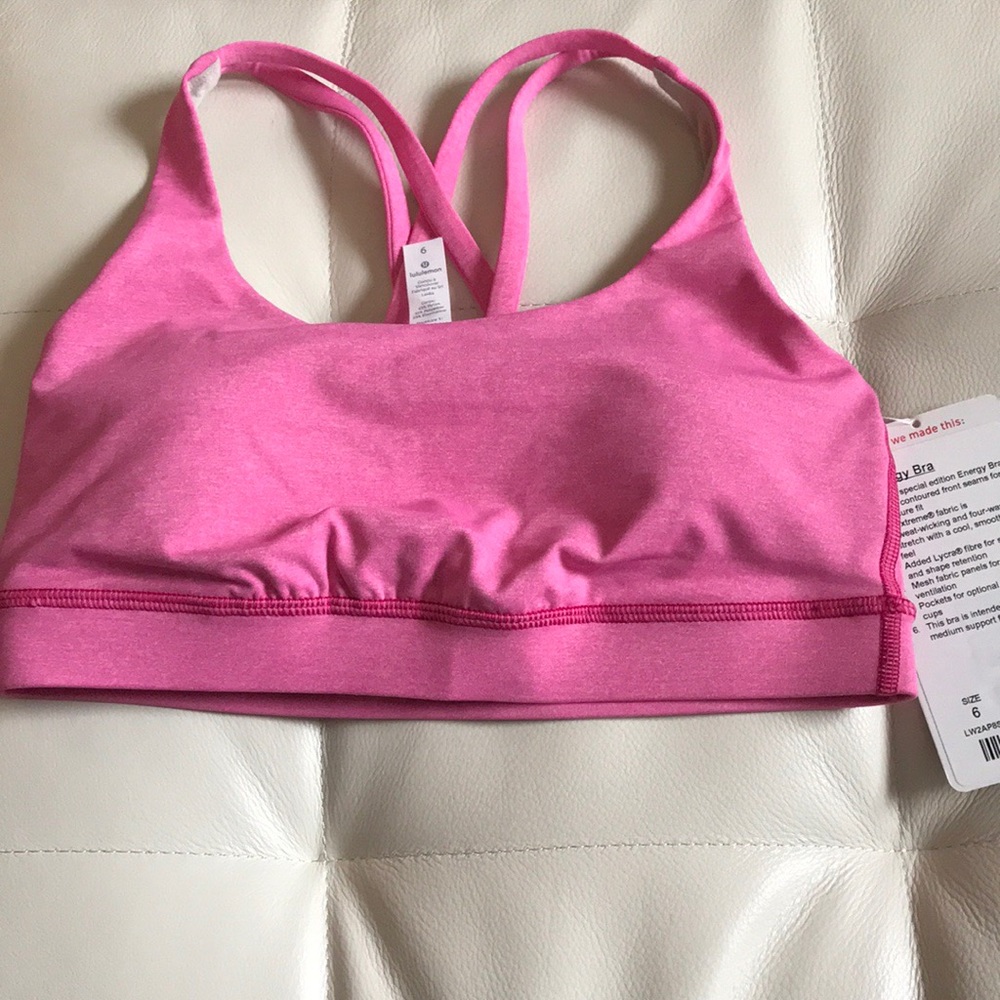NWT PINK  HJMG LULULEMON ENERGY BRA - - Size 4 - Picture 4 of 8